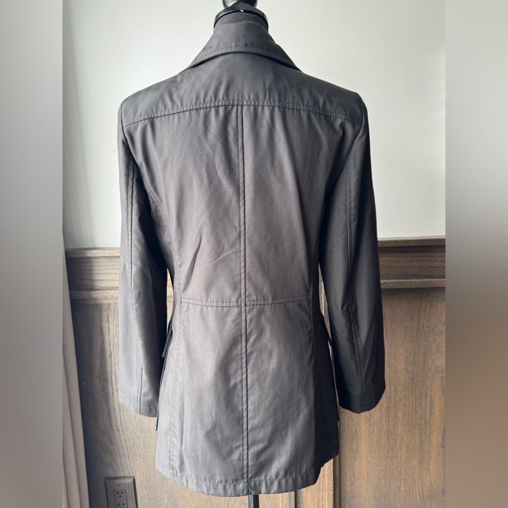 Gallery Womens Trench Coat Jacket Size XSmall black Double Breasted Vintage - Picture 4 of 7